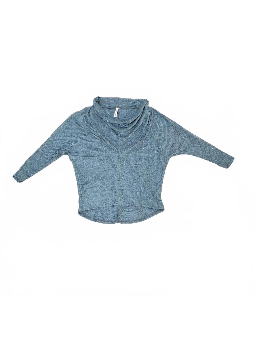 Gilli Women's Metallic Ribbed Knit Cowl Neck Sweater, Size Small